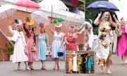 Goodwood's Ladies Day: Racegoers Brave Grey Skies in Vibrant Frocks & Fabulous Headpieces