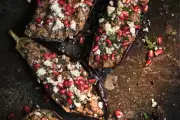 Persian-Inspired Stuffed Aubergines with Pomegranate, Feta & Walnuts | Easy Recipe