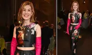 Rosamund Pike Stuns in Quirky Leather Gloves for 'Inter Alia' Play