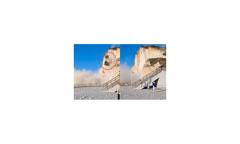Cliff Collapse Horror in Northern France: Beachgoers Flee for Their Lives as Tonnes of Rock Crash Down