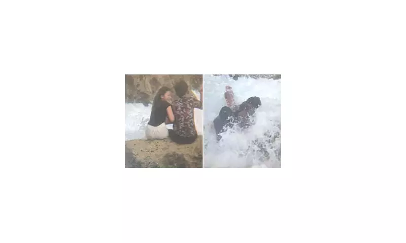 Shocking Moment: Couple's Beach Selfie Ends in Disaster as Giant Wave Wipes Them Out | Daily Mail