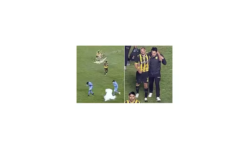 Shocking Moment Footballer Suffers Gruesome Testicular Injury After Being Hit by Firework Mid-Game
