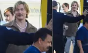 Brad Pitt's Rare Smile: Actor Spotted Beaming on Set in First Sighting Since Mother's Passing | Daily Mail