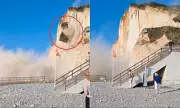 Cliff Collapse Horror in Northern France: Beachgoers Flee for Their Lives as Tonnes of Rock Crash Down
