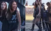 Myleene Klass Stuns in Mini Shorts at Secret Stonehenge Gig for Spinal Tap Sequel