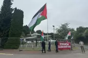 RAF Protesters Show Solidarity with Palestine Outside British Ministry of Defence