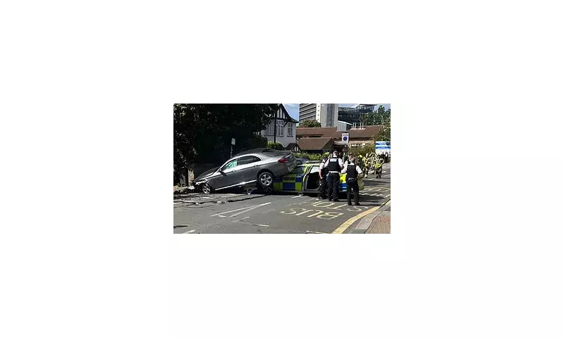 Dramatic Brentford Crash: Mercedes Crashes into Police Car and Shop Front in Late-Night Incident