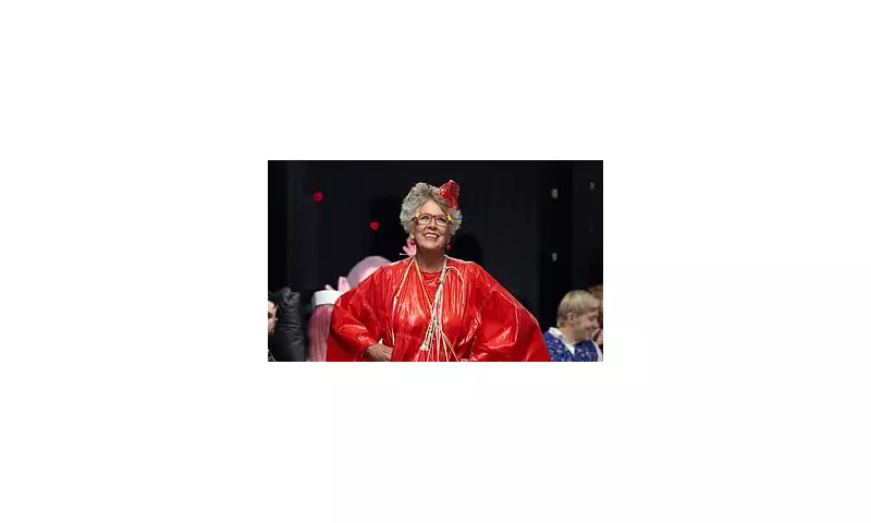 Prue Leith Stuns at London Fashion Week in Bold Red Dress Amid Nude Models at Vin + Omi Show | Daily Mail