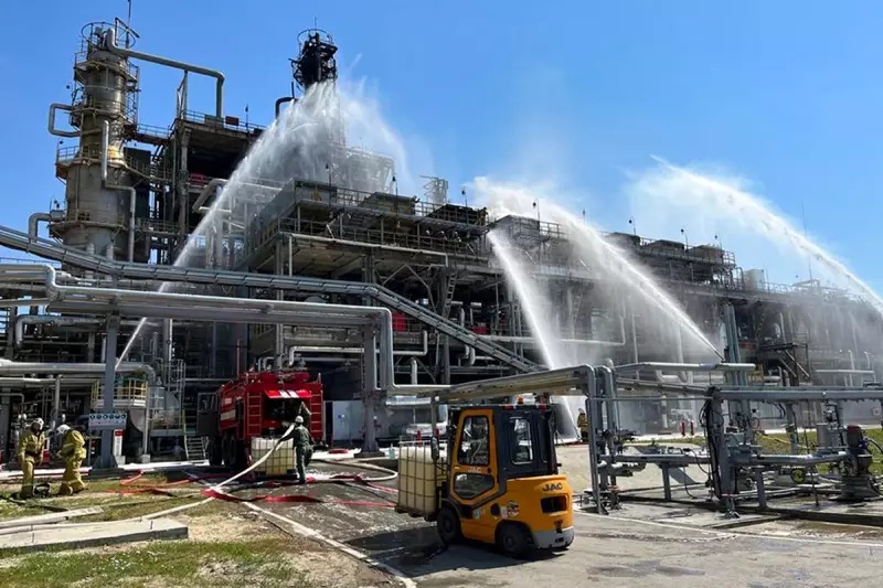 Russian Oil Refinery in Flames After Suspected Ukrainian Drone Strike in Kirishi