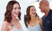 Emily Blunt Stuns in Sizzling Black Dress & Saucy 'S&M' Necklace at Venice Film Festival with Dwayne Johnson
