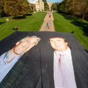 Epstein Protest Banner Unfurled at Windsor Castle Gates as William Hosts Event