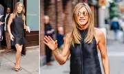 Jennifer Aniston Stuns in Leggy Black Dress for 'The Morning Show' Promotions in NYC | Daily Mail