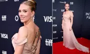 Scarlett Johansson Stuns in Dazzling Tattoo-Print Gown at Toronto Film Festival Premiere