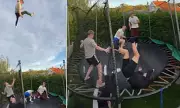 Trampoline Terror: Shocking Moment Group Catapulted Into Air in Epic Backyard Fail | UK Safety Warning
