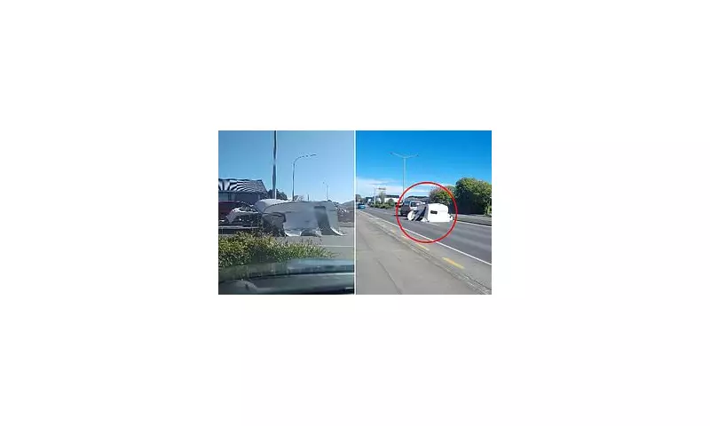 Caravan Chaos in Christchurch: Police Hunt for Driver After Dramatic Motorway Incident