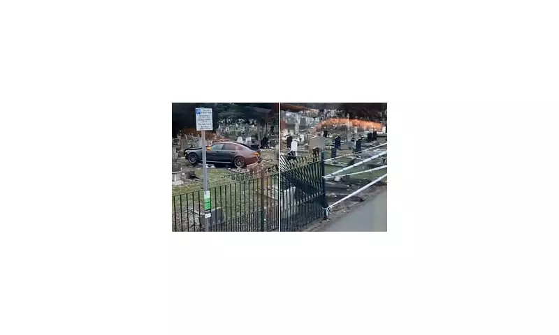 Cemetery Chaos: Shocking Moment Car Ploughs Through London Graveyard, Smashing Historic Headstones