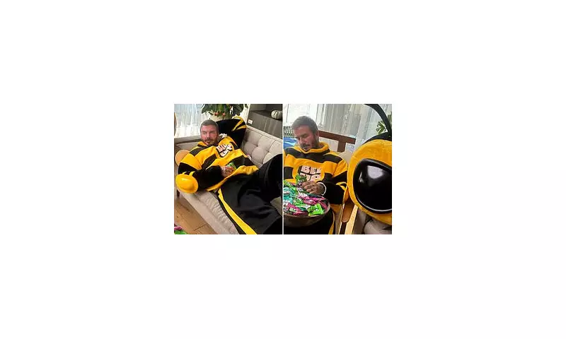 David Beckham's Buzzing Halloween Transformation: Football Icon Stings as Adorable Bumblebee for New Snack Venture
