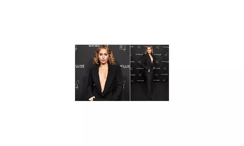 Miley Cyrus Stuns in Daring Topless Blazer Look at Maybelline Event