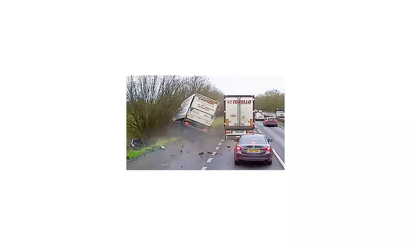 Shocking Moment: Lorry Ploughs Into Layby in Terrifying Dangerous Driving Incident Leaving Multiple Casualties