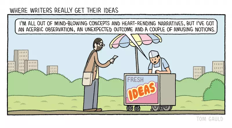 Tom Gauld Reveals Where Writers Truly Find Their Ideas in Hilarious New Cartoon