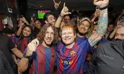 Ed Sheeran's Football Frenzy: Pop Superstar Parties with Barcelona and Man United Legends in New York