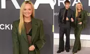 Emma Bunton stuns in sheer black ensemble as she joins Victoria Beckham for Netflix documentary premiere with handsome son Beau