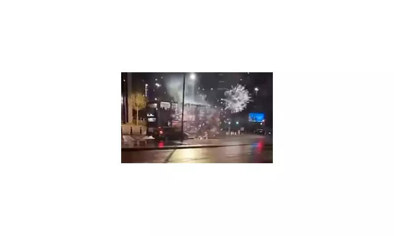 Shocking Moment Thug Fires Firework at Birmingham Bus Using Homemade Launcher