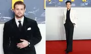 Leo Woodall Steals the Show in Dapper Velvet Suit Alongside Rami Malek at London's Nuremberg Premiere
