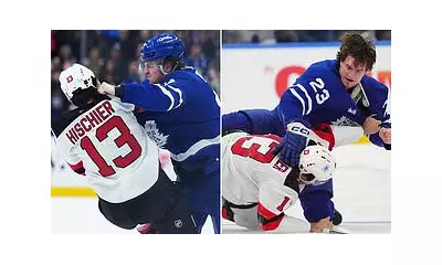 NHL Fight: Devils Captain Hischier Drops Gloves in 4-0 Loss to Maple Leafs
