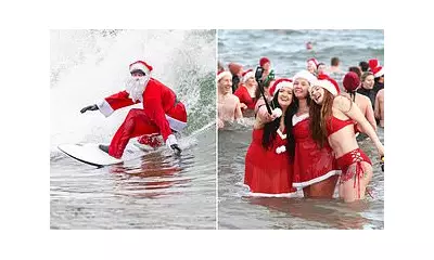 Santa Swaps Sleigh for Surfboard in Festive Charity Fundraisers