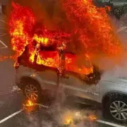 Boxing Day Car Fire at Tesco Camborne: Dramatic Images Show Vehicle Engulfed