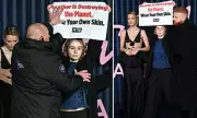 PETA Activist Storms Fashion Awards 2025 Red Carpet in Leather Protest