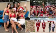 Sydney's Coogee Beach Turns Festive Red as Thousands Brave Cool Christmas