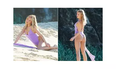 Kimberley Garner Heats Up St Barts in Lilac Swimsuit for 2026 Collection