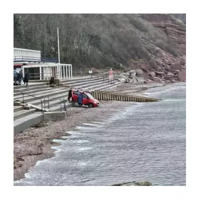 Woman Unharmed as Car Rolls Down Steps onto Oddicombe Beach