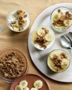 Benjamina Ebuehi's Yoghurt Panna Cotta with Banana & Tahini Crumble Recipe