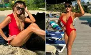 Lizzie Cundy, 57, stuns in red swimsuit on Barbados holiday after new romance
