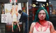 PETA Activists Stage Graphic Chicken Slaughter Protest Outside London KFC