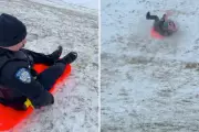 Police Officer Collides with Child While Sledding in Oklahoma Snowstorm