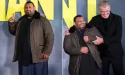 Prince Naseem Hamed & Pierce Brosnan Wrestle at London 'Giant' Premiere