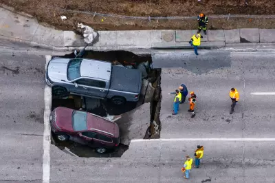 Massive Sinkhole Swallows Multiple Vehicles in Omaha, Nebraska