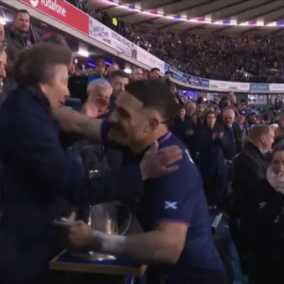 Princess Anne's Awkward Hug Rejection with Scotland Rugby Captain Goes Viral