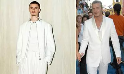 Romeo Beckham Channels Father David's Style at Milan Fashion Week Gucci Show