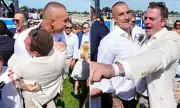 Dustin Martin Celebrates as Streisand Wins Blue Diamond Stakes at Caulfield
