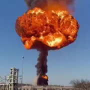 Mushroom Fireball Over 1,000ft High Erupts from Russian War Supply Train Blast