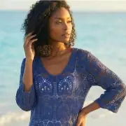 Roman's Bestselling Crochet Top Returns in New Navy Shade for Spring