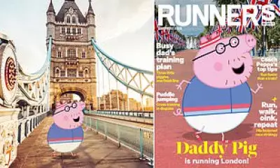 Daddy Pig Poses for Runner's World Cover Ahead of London Marathon Run