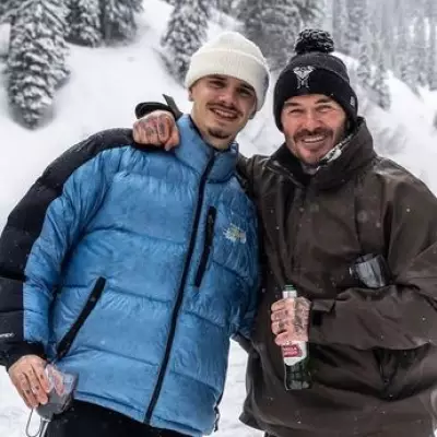 David and Romeo Beckham Ignore Brooklyn's Feud on Canadian Ski Trip