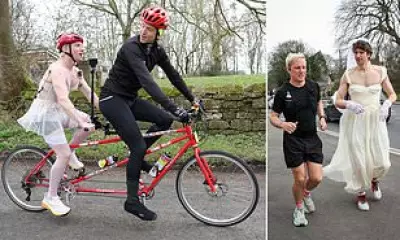 Jamie Laing Dons Lingerie for Greg James' Comic Relief Tandem Cycle Challenge