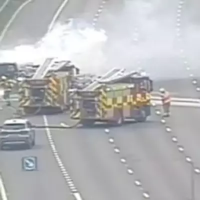 Major UK Motorway M1 Shut After Car Fire and Diesel Spill Near Airport